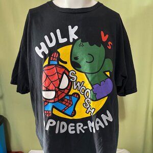 Hulk vs. Spider Man 2012 Marvel Men's Black T Shirt 2XL XXL Cotton